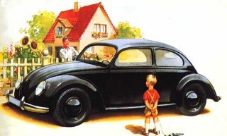 Drawing of a Beetle as shown in a 1938 VW brochure