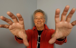 Musican Ray Manzarek poses for a portrait at the Gibson Guitar Lounge during the Sundance Film Festival in Park City, Utah, on Saturday 17 January, 2009. (AP Photo/Mark Mainz)