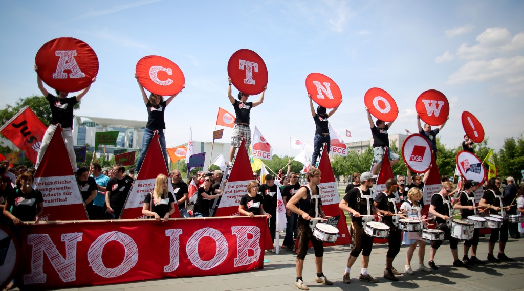 Demonstration against youth unemployment in Europe