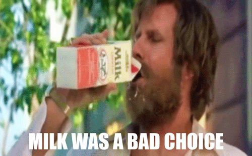 Ron Burgundy drinks milk on a hot day