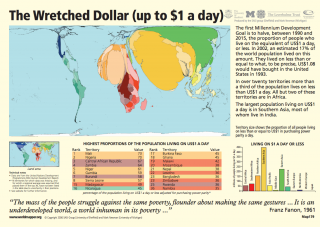 Map showing the world as defined by those living on less than a dollar a day