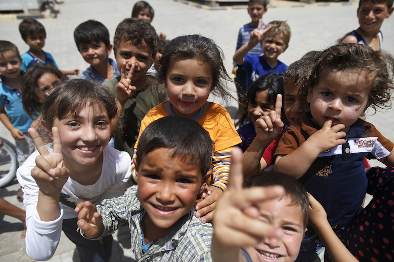 A group of refugee children in Turkey