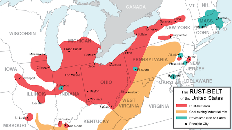 I didn't realize I lived in the middle of the 'rust belt', so I decided to  find out exactly what it means — Economy