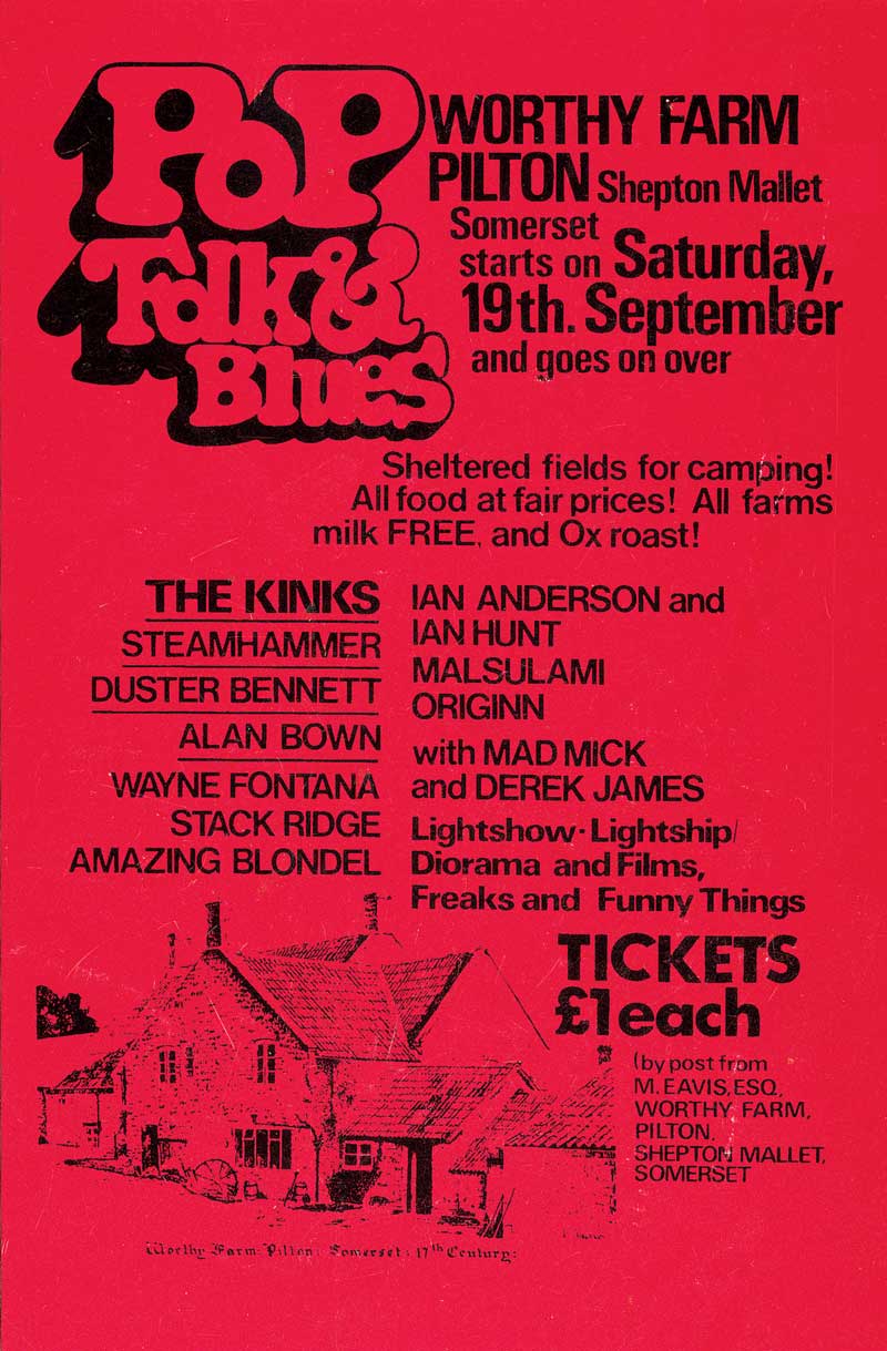 Poster for the first Glastonbury Festival in 1970
