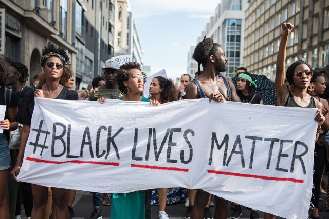 Black Lives Matter activists protest in Berlin.