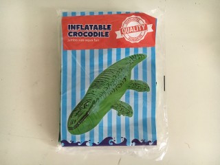An inflatable crocodile