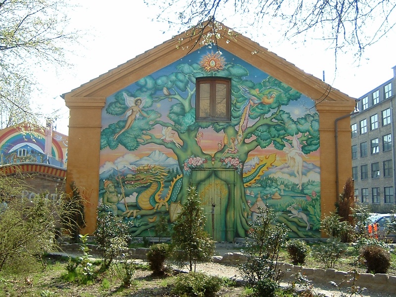 A mural on a building in Christiania