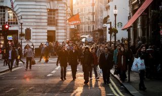 People walking on a London street