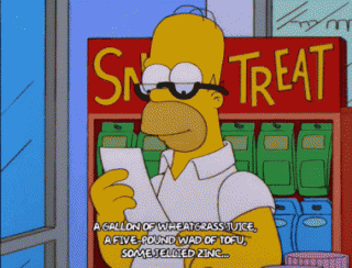 Homer shops for wheatgrass