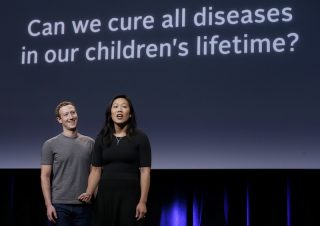 CEO Mark Zuckerberg, left, and his wife, Priscilla Chan