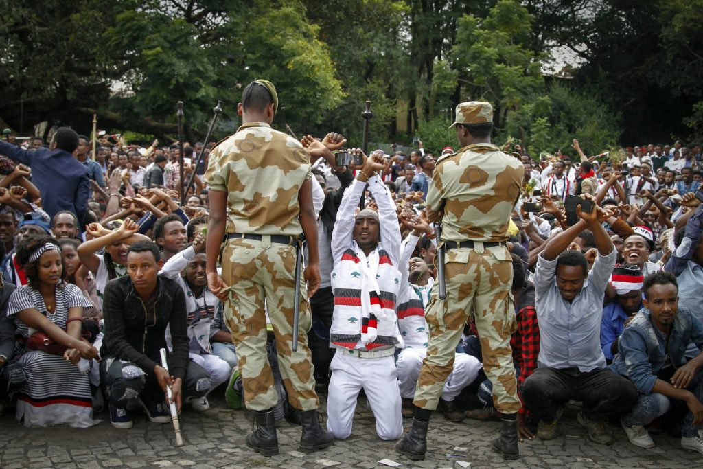 Soldiers blocking Protests in Ethiopia, October 2016.