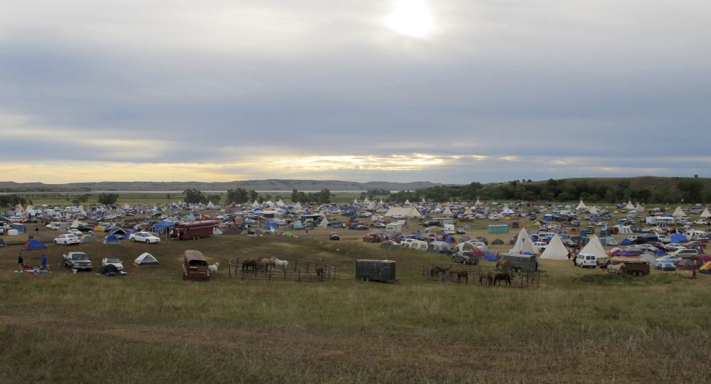 Image of protesters camp in North Dakota