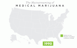 Map of legal weed in USA in 2014.