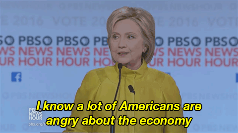 Gif of Clinton talking about the economy