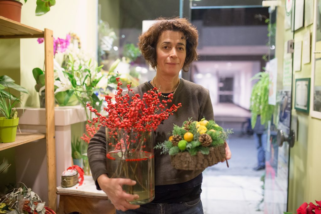 Woman with flowers