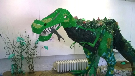 Dinosaur made of trash