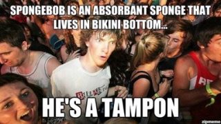 Meme comparing Spongebob to a tampon