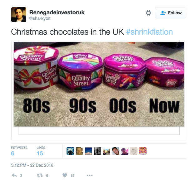 Twitter image of Terry's Chocolates shrinking.