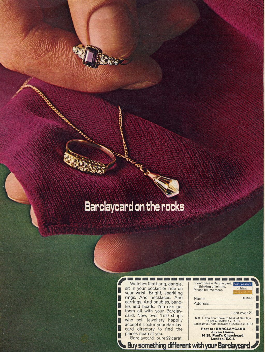 1979 BarclayCard Ad: On The Rocks