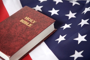 Bible and an American flag.