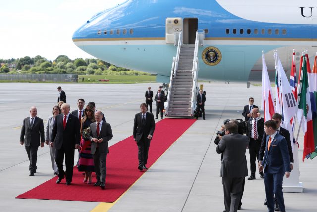 Donald Trump arrives in Hamburg