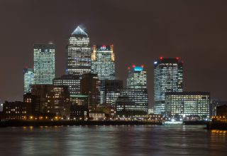 Canary Wharf at night