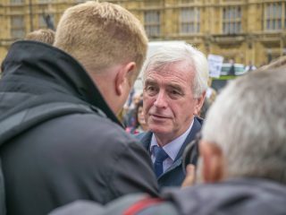 John McDonnell speaking to journalists