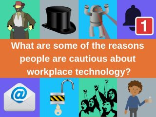 What are some of the reasons people are cautious about workplace technology_