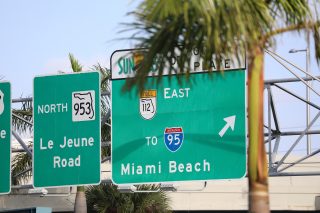 Sign of Miami Beach ahead on the highway