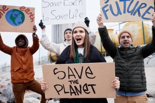 Young People Protesting for Environment